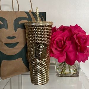 Starbucks Venti Gold Studded Tumbler NWT